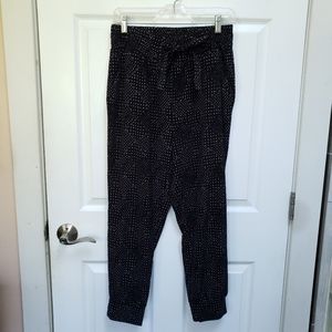 One Chapter One Black White Polka Dot High Rise Tie Waist Jogger Pants